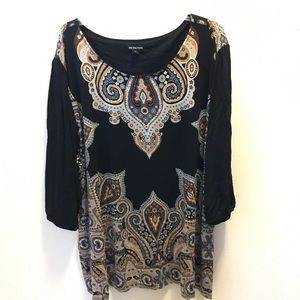 3/4 length sleeve black blouse